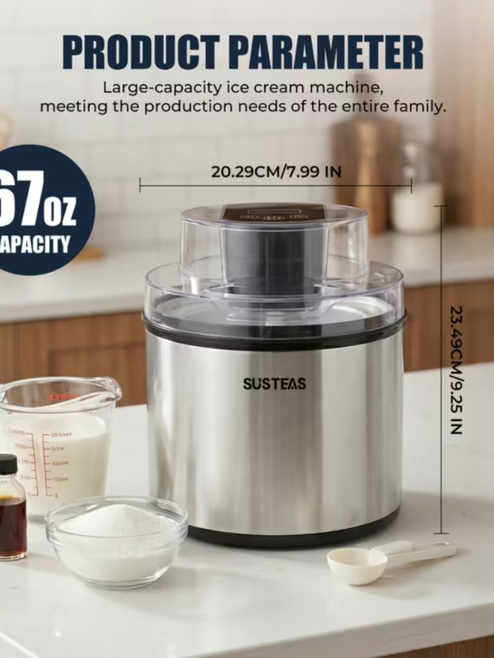 2 L Single-Serve Large Capacity DIY Ice Cream Maker Stainless Steel - Picture 2 of 5